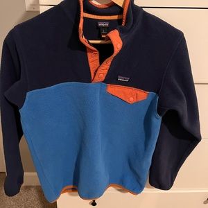 Patagonia Synchilla Jacket Boys Youth Size L (12) Blue Snap Pullover Fleece